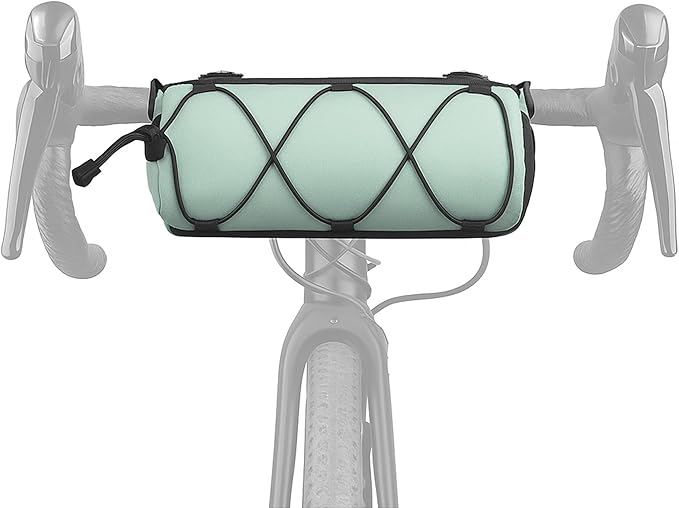 Waterproof Bike Handlebar Bag, Nylon Bicycle Handlebar Bag with Side Pockets & Elastic Band for Commuting, Travel & Daily Cycling (Green)