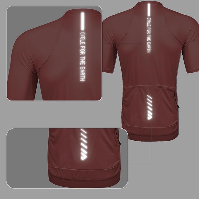 Wulibike Cycling Jersey Men Short Sleeve, Road Bike Shirts 1/4 Zipper with Pockets, Bicycle Clothing Breathable Quick Dry