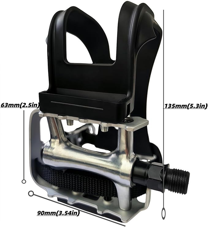 YBEKI All-Terrain Bike Pedals with Toe Clips & Adjustable Straps Dual-Purpose Resin/Alloy Bicycle Pedals 9/16" Spindle - Indoor/Outdoor Use for Exercise/Spin/Road Bikes MTB