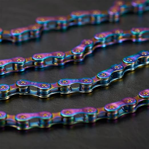 9 Speed Bike Chain Rainbow Chain for Bike 1/2" x11/128 116 Links Lightweight Bicycle Chain，Bike Chains MTN BTX MTB Mountain Bike Road Bicycle Chain