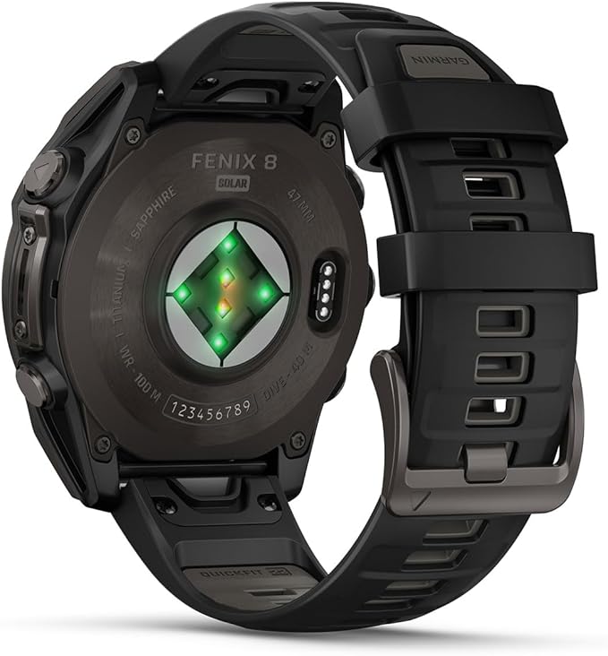 PlayBetter Garmin Fenix 8 Solar Sapphire (47mm, Carbon Gray DLC Titanium) Multisport GPS Smartwatch Bundle - 1.4” Touchscreen, Built-in LED Flashlight Wireless Running Earbuds