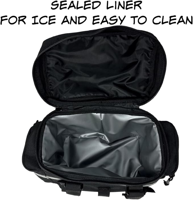 BiKase Kool Pak Insulated Bike Cooler Bag, Waterproof and Mountable on Rear Rack or Handlebars, with Mesh Pocket and Side Pockets, Perfect Bike Rack Bag with Phone Holder
