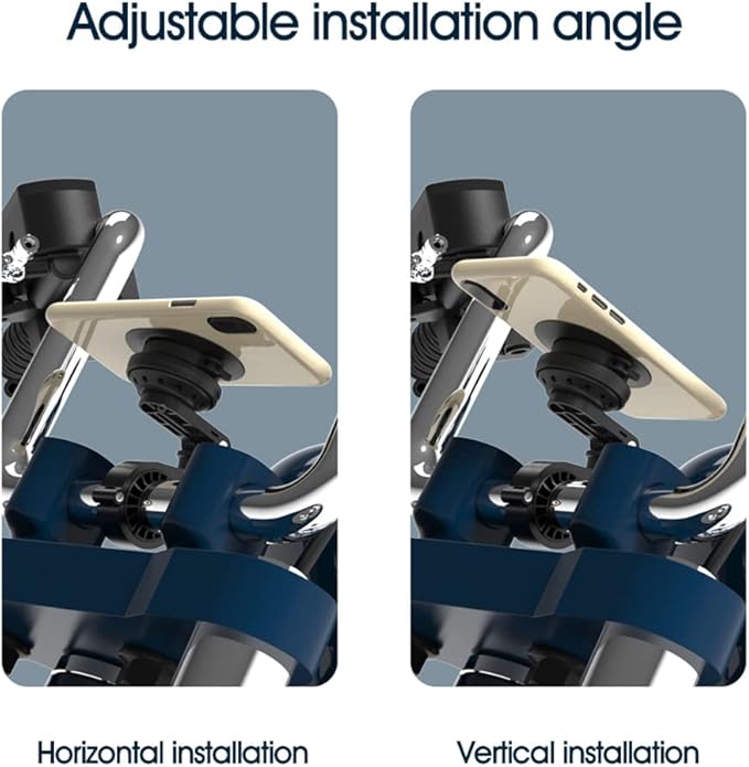 Motorcycle Phone Mount,Bike Cell Phone Holder with Vibration Dampener module,Out Front Bicycle Handlebar Mount for Mountain Road EBike,Scooter,Moto,MTB【Series C - 2nd Gen】Angle Adjustment Edition