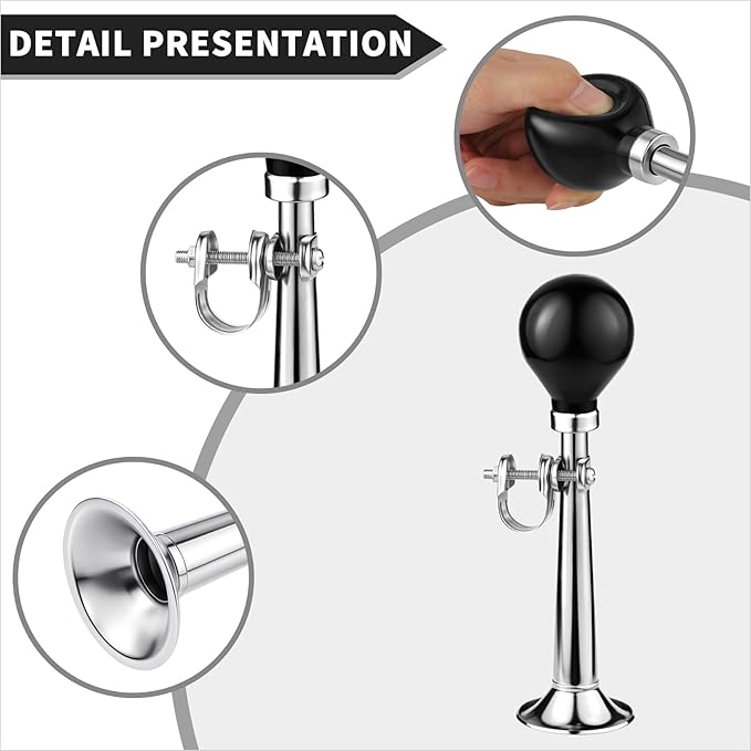 Bike Horn for Adults Classic Horn Metal Squeeze Clown Horn, Fits All Bicycle Handle Bar, Loud Sounds