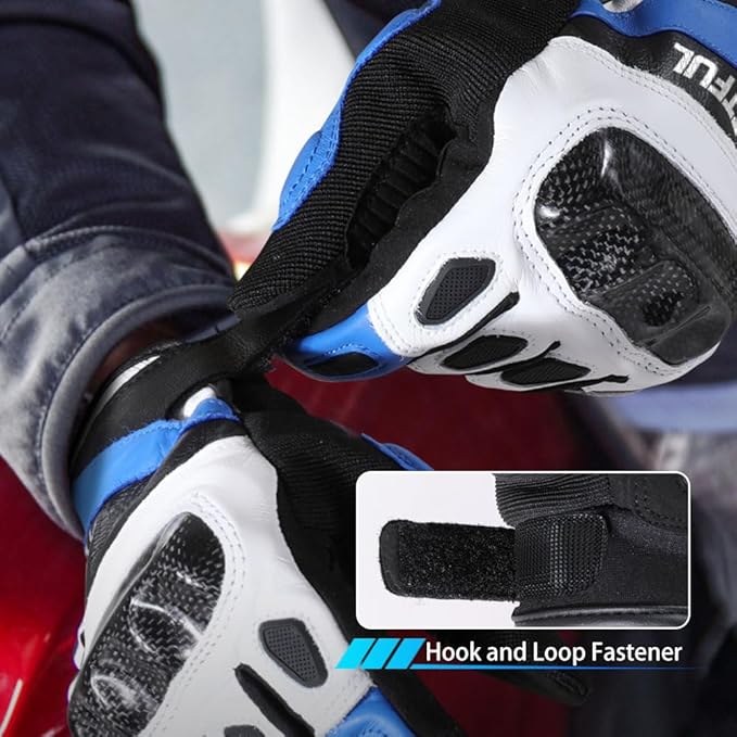 WTACTFUL Goatskin Leather Carbon Knuckle Motorcycle Gloves for Ultimate Protection and Comfort
