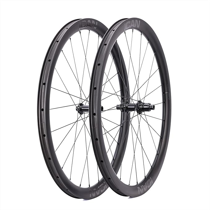 ICAN G40/G50 1320g/1375g Carbon Gravel Bike Disc Wheelset 700C Hooked Rimset 25mm Inner Width 36T Ratchet Hub