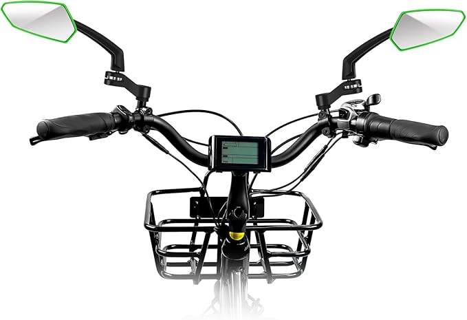 Addmotor Bike Mirrors, 1 Pair Bicycle Mirror Handlebar Mount, 360° Adjustable Rotatable Bike Mirror, HD, Safe Handlebar Rearview Mirror, Bike Accessories Bicycle Mirrors Set Green