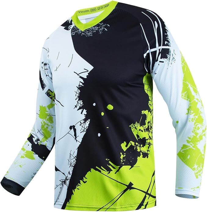 Men's Mountain Bike Jersey Long Sleeve MTB Off-Road Motocross Jersey Quick Dry Downhill&Motocross Shirts