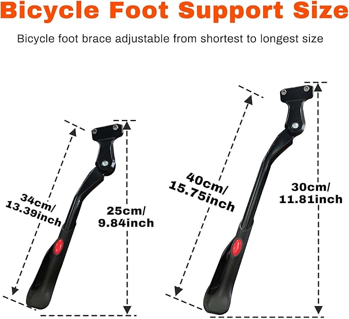 Heavy Duty Bike Kickstand 24"-29", Bike Kickstand for Adult Bike. Suitable for Electric Adult Mountain Bike Only for Bike Chainstay with 2 Holes (40mm Apart).