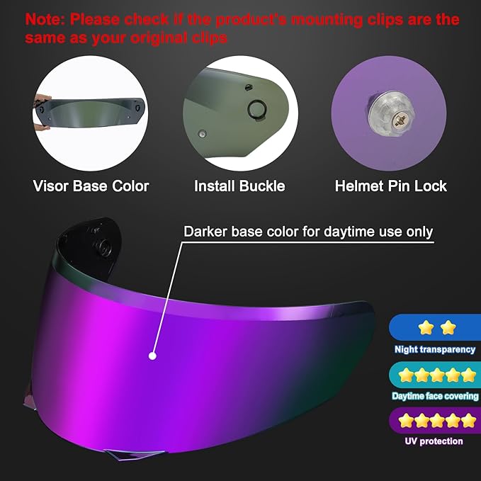 PSLER i90 Visor - HJ-33 Helmet Tinted Visor i90 Face Shield Motorcycle Helmet Visor for i90 HJ-33,Deep Purple
