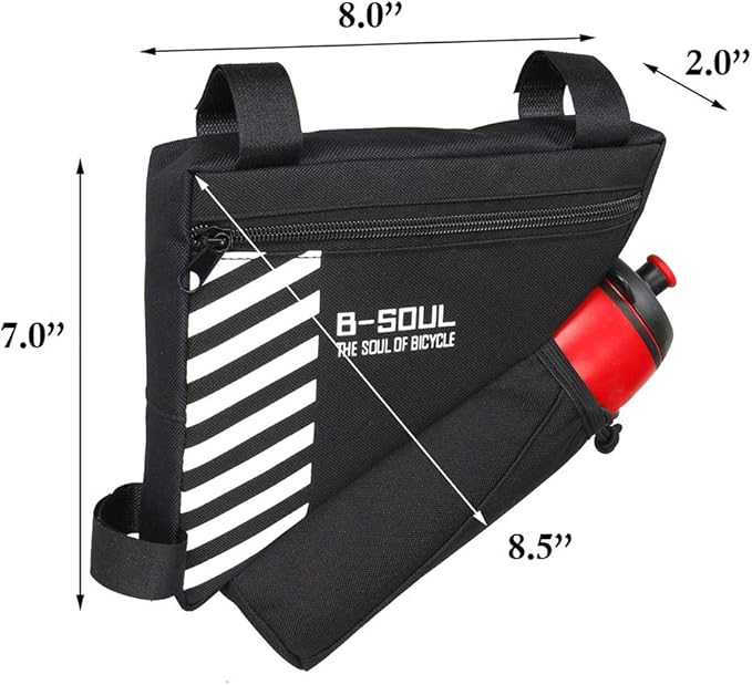 CoverON CoreLife Bike Bag with Water Bottle Holder, Sport Cycling Frame Storage Bag Bicycle Pouch Triangle Saddle Strap-On Cup Handlebar Accessories Pack for Road Mountain - Black