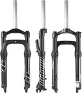 BOLANY Fat Tire MTB Suspension Fork, 20/26 x 4.0 inch 1 1/8 Straight Tube 100mm Travel Spacing Hub 135mm Manual Lockout 9mm QR Oil Spring Front Forks for Snow Beach XC Mountain Bike