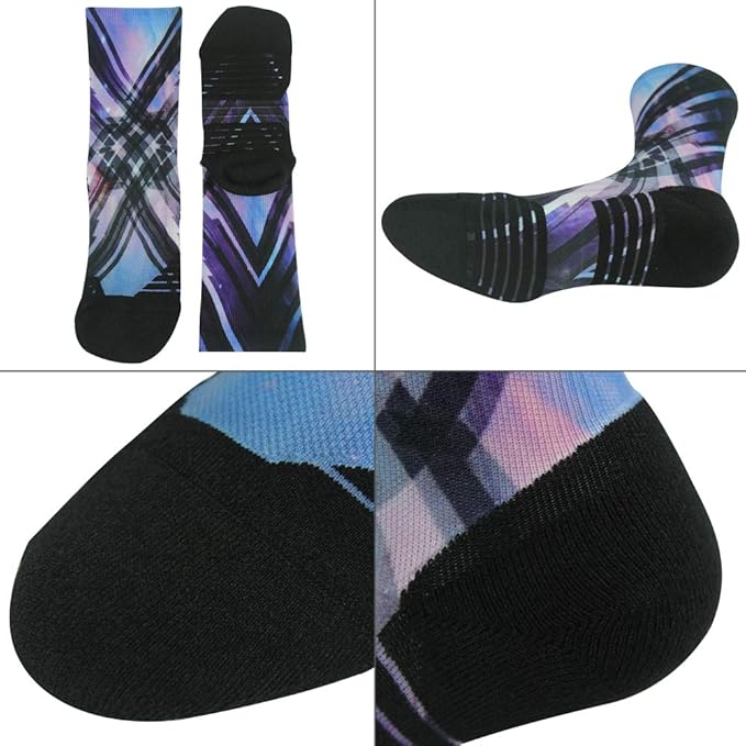 HUSO Cycling Socks for Men Women, Novelty Bike Socks Fun Running Basketball Athletic Crew Socks 3, 4, 7 Pairs