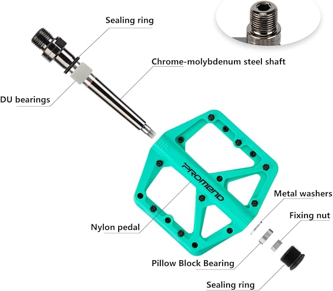 Mountain Bike Pedals - Durable Nylon DU Bearing Platform Pedals for MTB and BMX