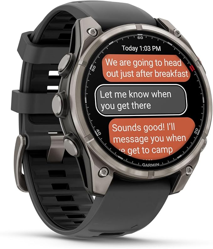 PlayBetter Garmin Fenix 8 Pro AMOLED Sapphire (47mm, Titanium/Graphite) Multisport GPS Smartwatch Bundle - 1.4” Touchscreen, inReach Technology Wireless Running Earbuds