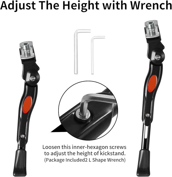 Adjustable Bike Kickstand for Kids 16-20 Inch Bicycles - Rustproof Aluminum Alloy with Anti-Slip Foot, Easy Installation, Durable Bicycle Stand