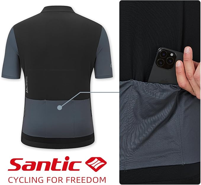 Santic Men’s Cycling Jersey Short Sleeve Bike Shirts for Men Bicycle Jacket with Pockets Breathable & Quick Dry Yorkson
