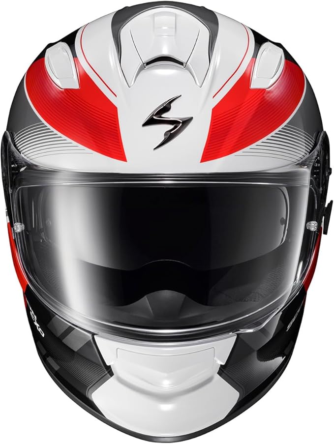 ScorpionEXO Ryzer Full Face Motorcycle Helmet with Pinlock Ready Shield with Integrated Speaker Pockets DOT ECE Approved Edge (Red - Small)