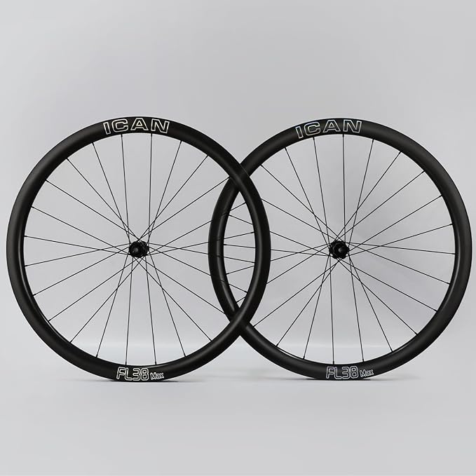 ICAN FL 38/52 Max Carbon Disc Road Bike Wheelset 700C with 36T Ratchet System Hub 21mm Inner Width Clincher Tubeless Compatible
