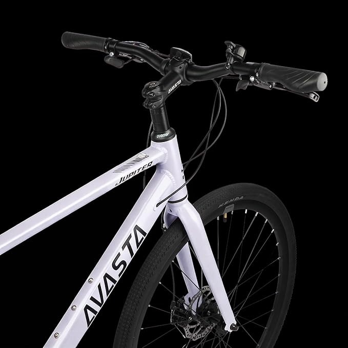 AVASTA Jupiter 700C Road Adult Step-Over Hybrid Cycling Bike Bicycle, Aluminum Frame, 21-Speed, Dual Disc Brakes, Multpile Colors for Men Woman Male Female
