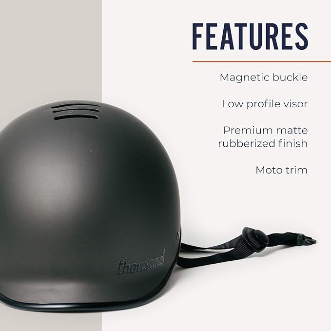 Thousand Heritage 1.0 Adult Bike Helmet; The Original Low Profile Retro Commuter Cycling Helmet Safety Certified for Bicycle Skateboard Skating Roller Skates; for Men & Women
