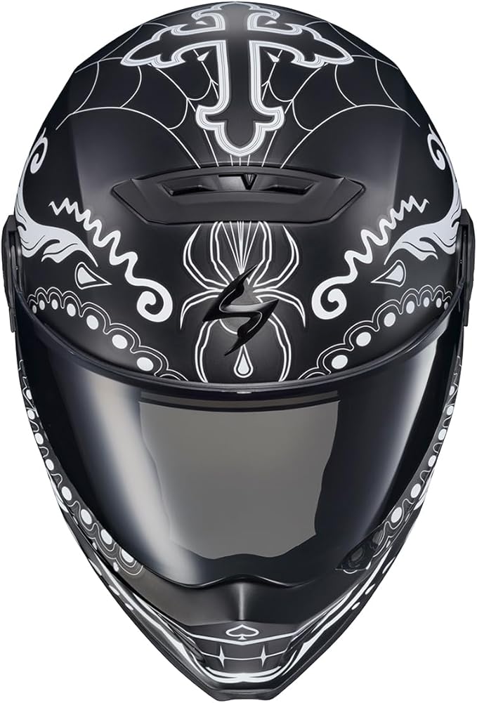 ScorpionEXO Covert FX Full Face Adult Motorcycle Helmet Street Fighter Style - Bluetooth Ready Speaker Pockets DOT ECE El Malo (White/Matte Black - 2X-Large)