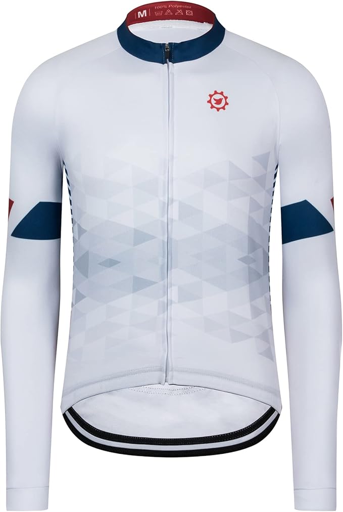 GCRFL Men's Cycling Jersey Long Sleeve Biking Shirt with 3+1 Zipper Pocket Breathable Quick Dry Bicycle Jersey
