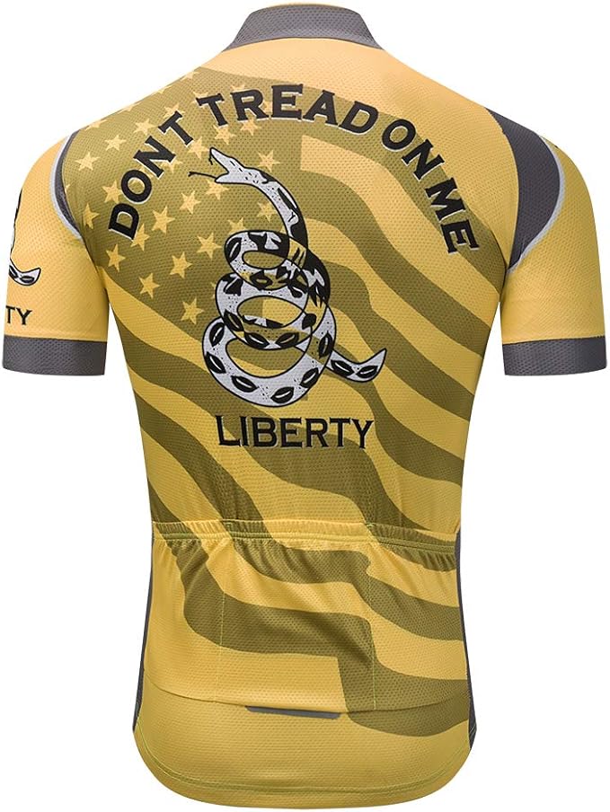 Cycling Jersey Short Sleeve USA Style Bike Tops with Pocket Reflective Stripe