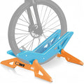 Bike Stand Portable Floor Rack For Bicycle Park Adjustable Bike Floor Stand Storage Fit 20"-29" Mountain Road Bicycle for Home Garage Parking,Blue Orange