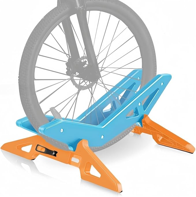 Bike Stand Portable Floor Rack For Bicycle Park Adjustable Bike Floor Stand Storage Fit 20"-29" Mountain Road Bicycle for Home Garage Parking,Blue Orange
