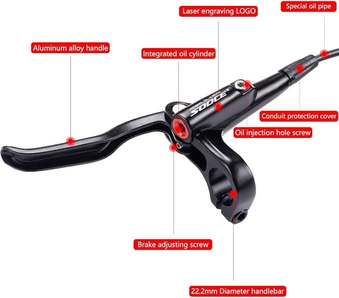 MTB Front Hydraulic Disc Brakes, Gold Aluminum Alloy Hydraulic Brakes for Mountain Bike Right Rear 1700mm Hydraulic Bicycle Brakes with is/PM Adapter Fit 160mm Rotor