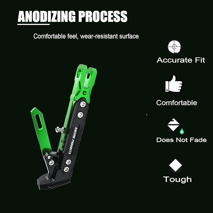 Motorcycle Universal Kickstand Adjustable Modified CNC Aluminum Alloy Adjustable Tripod Holder Kickstand Foot Side Support Stand Motor Scooter Motorbike Motocross Electric Dit Pit Bike （Red) (Green)