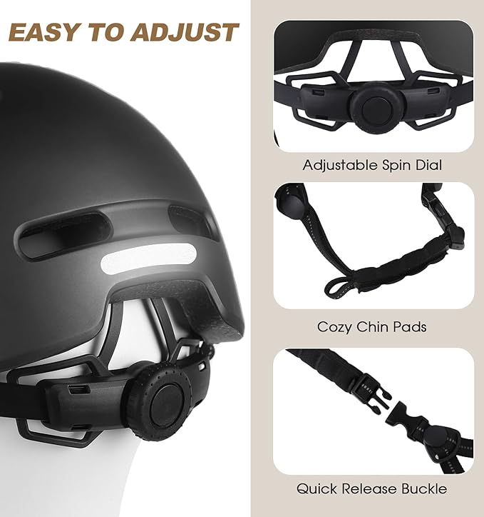 Shinmax Adult Bike Helmet for Men & Women - Lightweight Adjustable Baseball Cap Style Cycling Helmet with Reflective Strip, Perfect for Urban Commuter & Road Biking