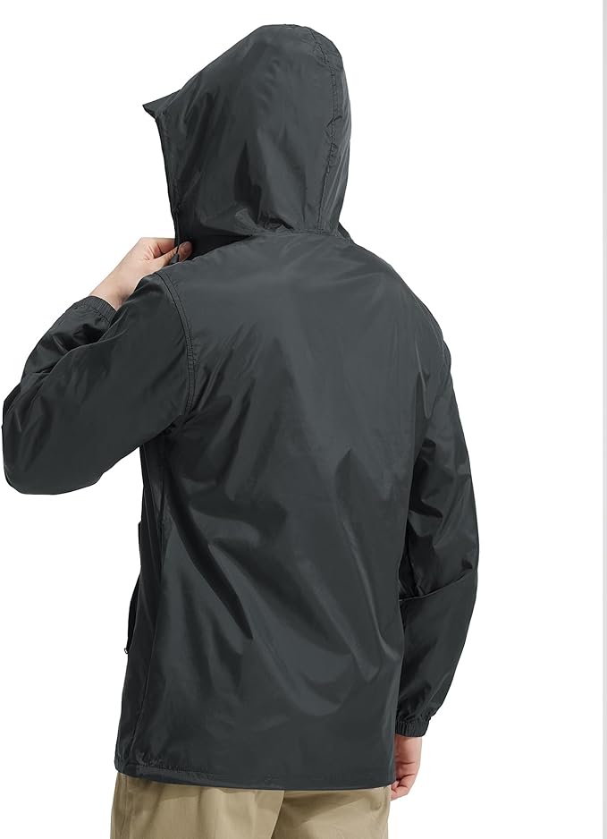 SWISSWELL Mens Rain Jacket & Coats Packable Lightweight Waterproof Windbreaker Hooded for Golf Cycling Hiking