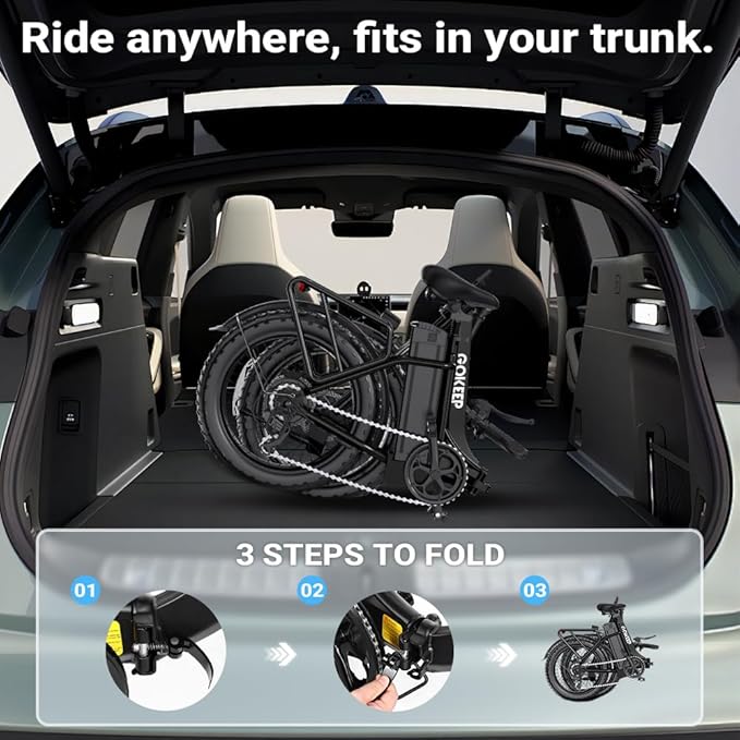 1300W/1800W Folding Electric Bike for Adults, 75-86 Miles PAS Range, 52V 13Ah/18.2Ah Removable Battery, 20" Fat Tire Electric Bicycle, 20MPH 7-Speed Commuter Ebike, Max 330LBS, UL2849 Certified