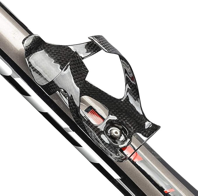 Full Carbon Fiber Bicycle Water Bottle Cages Holder Brackets with Titanium Bolts Pack of 2 (Glossy)
