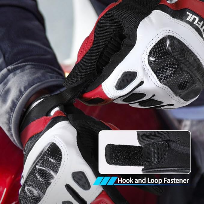 WTACTFUL Goatskin Leather Carbon Knuckle Motorcycle Gloves for Ultimate Protection and Comfort