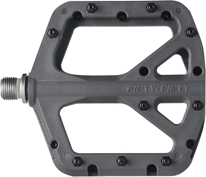 FIFTY-FIFTY Mountain Bike Pedals, Non-Slip MTB Nylon Composite, 9/16" Bicycle Pedals, Lightweight and Wide Flat Platform