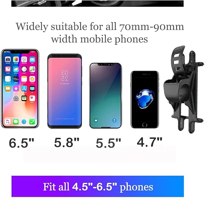 Bike Motorcycle Phone Mount GPS/Map/Music Made of Durable Non-Slip Silicone.Scooter Detachable Bike Phone Holder for Handlebars,Compatible with 99% iPhone 11-17, Samsung, 4.5"-6.9" Phones