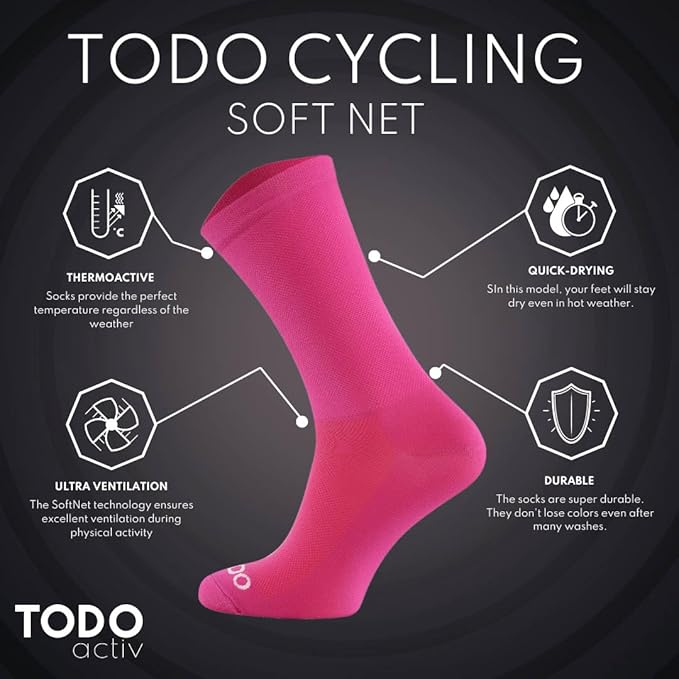 TODO PRO Cycling Socks - Breathable Bike Socks for Men and Women