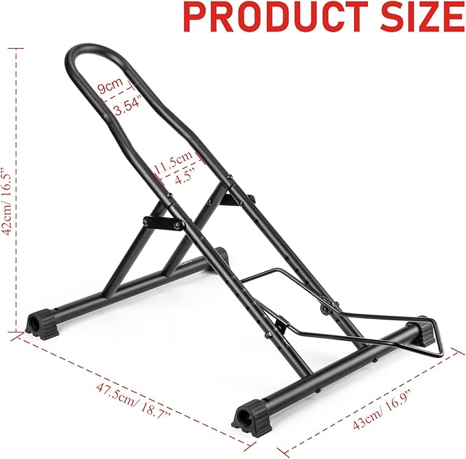 cyclists Indoor Bike Floor Stand - Bike Rack Floor Parking for Garage/Home - Bike Storage Bicycle Parking Rack Fit 20”-29” Mountain Road Bikes (For 1 Bike)
