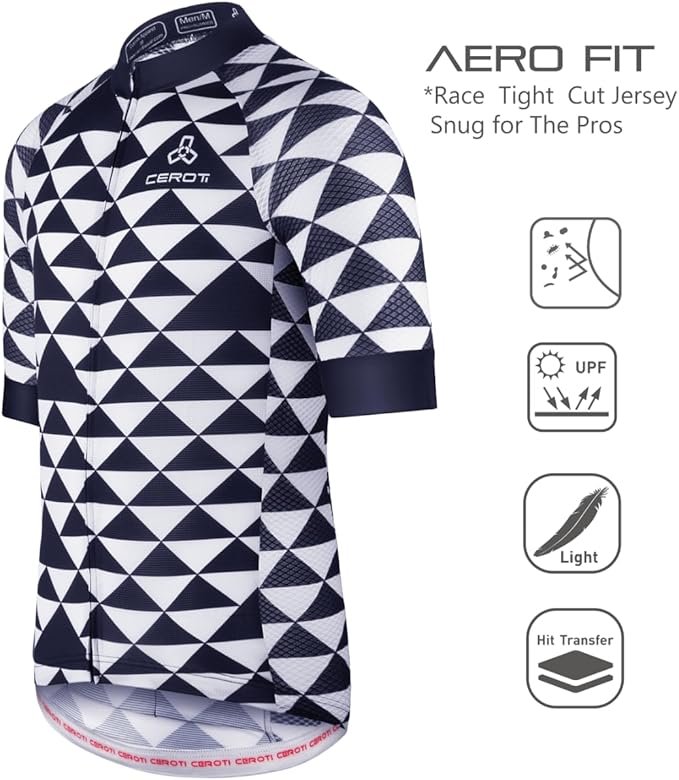 CEROTIPOLAR Snug Fit Men AirCool Cycling Jersey Bike Shirts UPF50+,PRO Dry Fit Light Weight Fabric