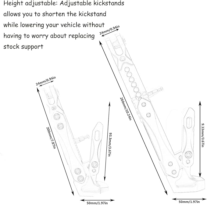 Universal CNC Aluminum Alloy High Quality Motorcycle Adjustable Kickstand Accessories Motor Scooter Modified Tripod Holder Kickstand Foot Side Support Stand Dit Pit Bike (gold)