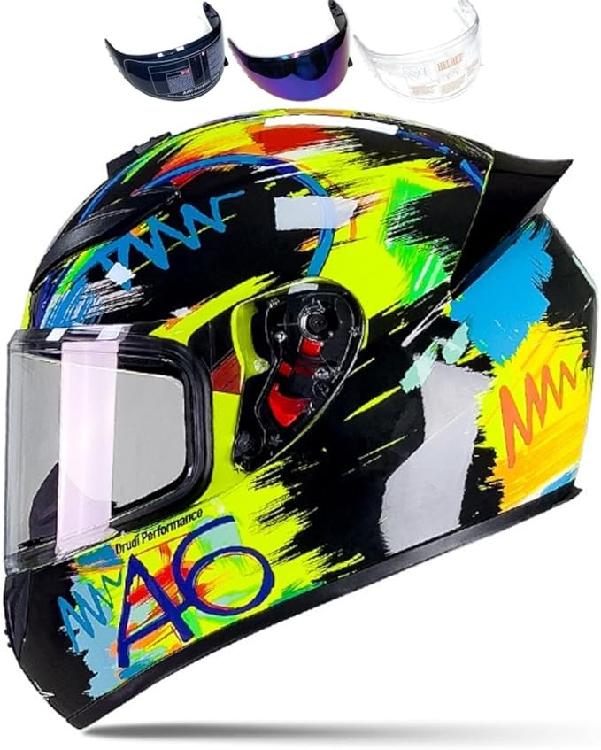 Full Face Motorcycle Helmet Racing Motocross Helmets with Pinlock Compatible Clear&Tinted Visors DOT Model Approved Street Bike Helmet