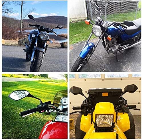 【2026 Upgraded】Motorcycle Convex Rear View Mirror, Mirrors For Bike,motorcycle,atv,scooter, with M8 M10 Threaded Bolt, with 7/8" Handle Bar Mount Clamp Compatible with Cruiser, Suzuki, Honda,Victory