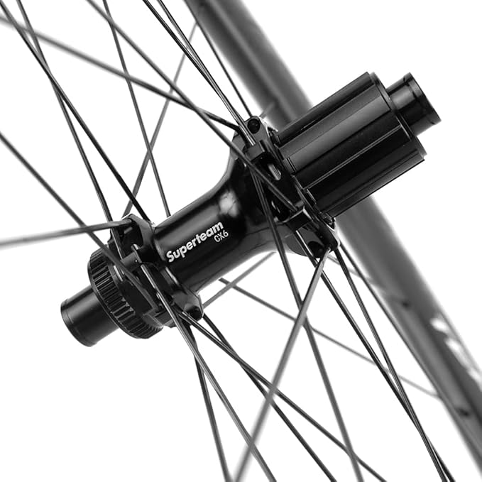 Superteam Carbon Wheelset Disc Brake 700c Road Bike Wheels 45/50/53mm Depth Tubeless Ready Cycling Wheels, for 8-12 Speed Center Lock / 6 Bolt, Thru Axle/QR Type