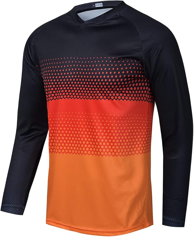 Men's Mountain Bike Jersey Long Sleeve MTB Off-Road Motocross Jersey Quick Dry Downhill&Motocross Shirts