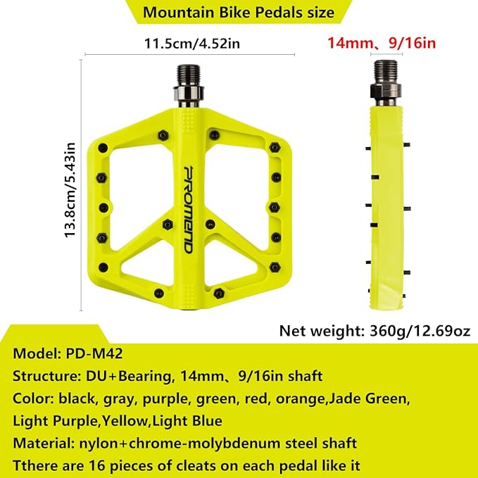 Mountain Bike Pedals - Durable Nylon DU Bearing Platform Pedals for MTB and BMX