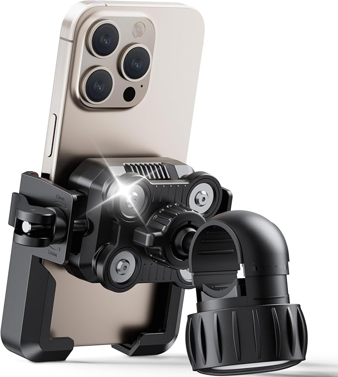 Bike Phone Holder, [Camera Friendly] [Military Anti-Shake] Motorcycle Phone Mount, [1s Lock] Bicycle Phone Holder Handlebar Phone Mount for Scooter Bike Accessory for iPhone/Samsung/All Phones 4.7-7"