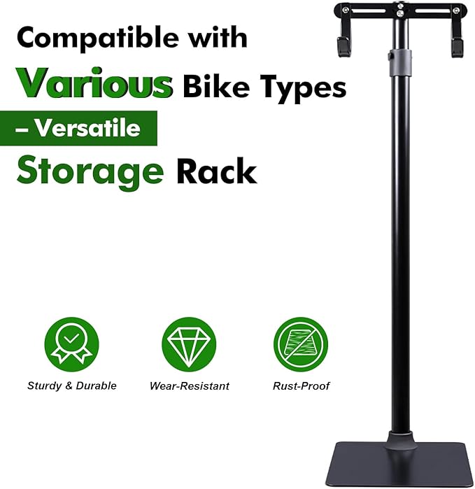 Bike Stand Floor Parking Bike Rack – Foldable Bicycle Stand Storage Holder for MTB & Road Bikes – Fits up to 2.4" Tires – Floor Rack for Indoor Garage